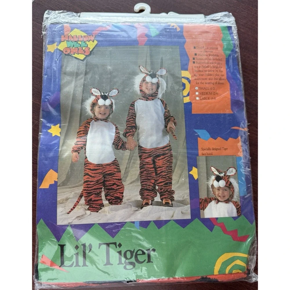 Vintage Hallow Wee Ones Lil' Tiger Costume 1989 Small (1-2)